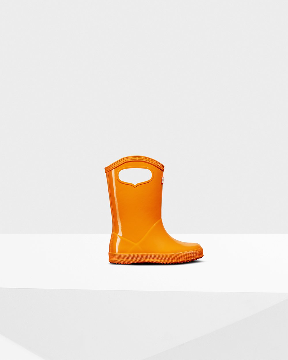 Hunter Original First Classic Grab Handle Gloss Rain Boots - Shop Online Kids Orange - PHLEOV745